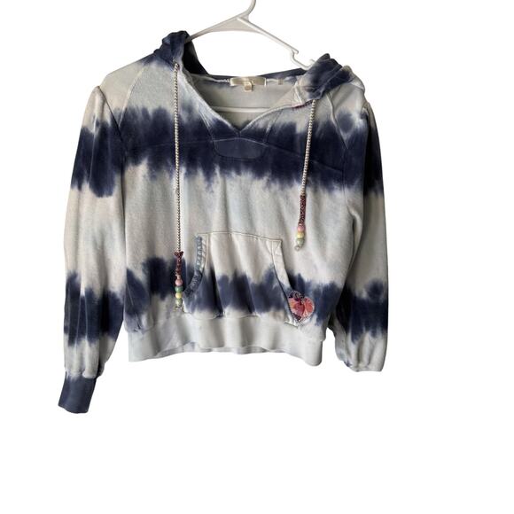 LoveShackFancy Hoodie  XS Tie Dye Pullover Patch Pocket Beaded Trim Sweater - Picture 1 of 9